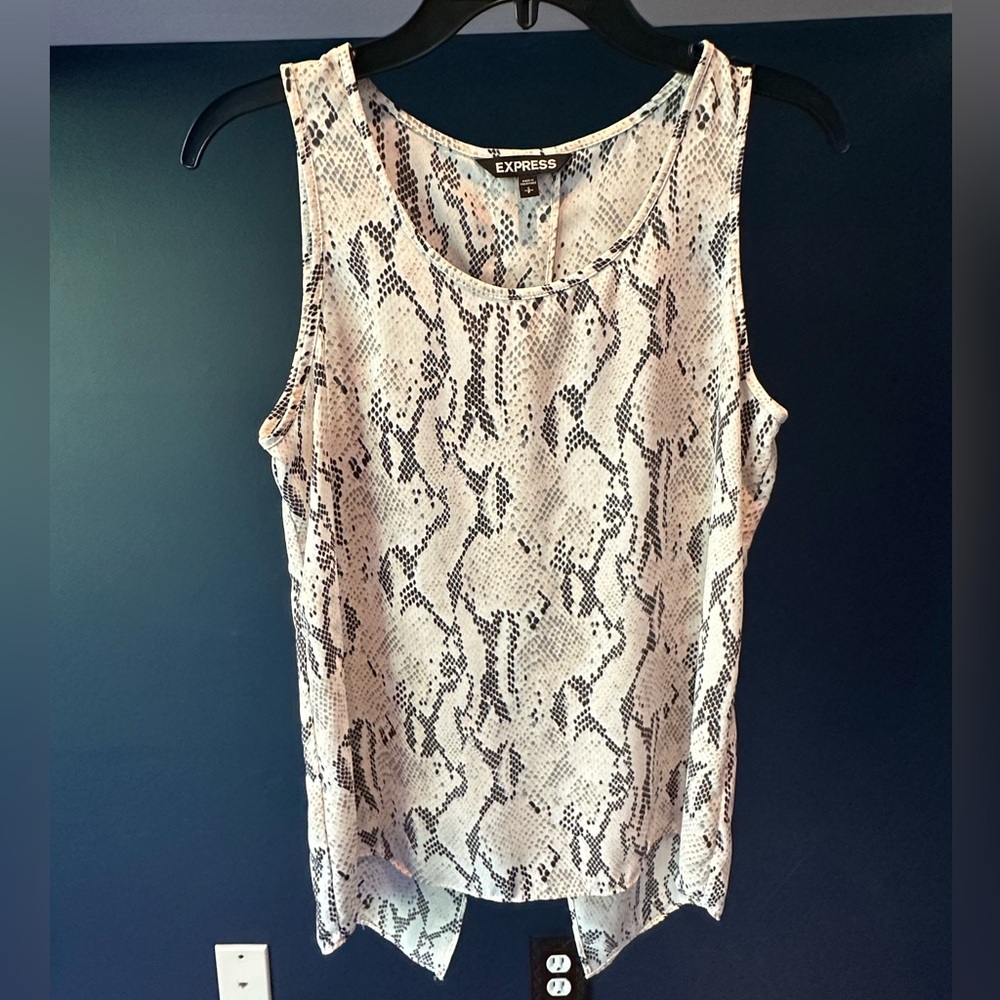 Express Black and Cream Snake Print Tank Top